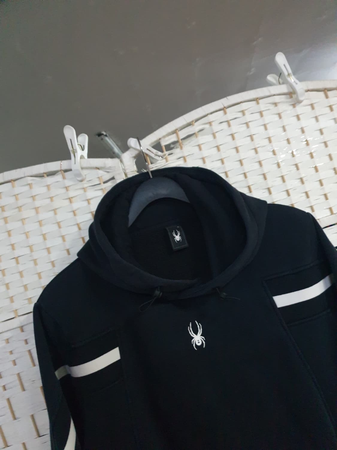 스파이더 블랙 후드티 화이트 라인 XL 상품이미지3