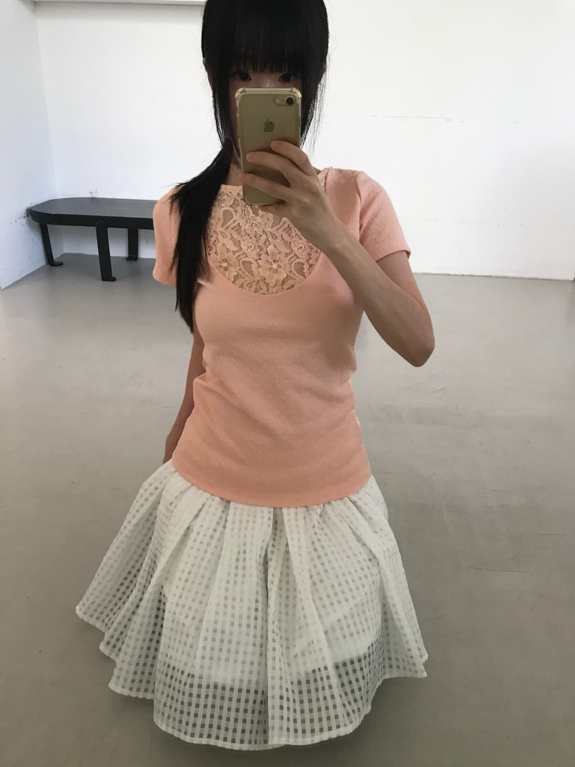 vintage peach lace top 상품이미지4