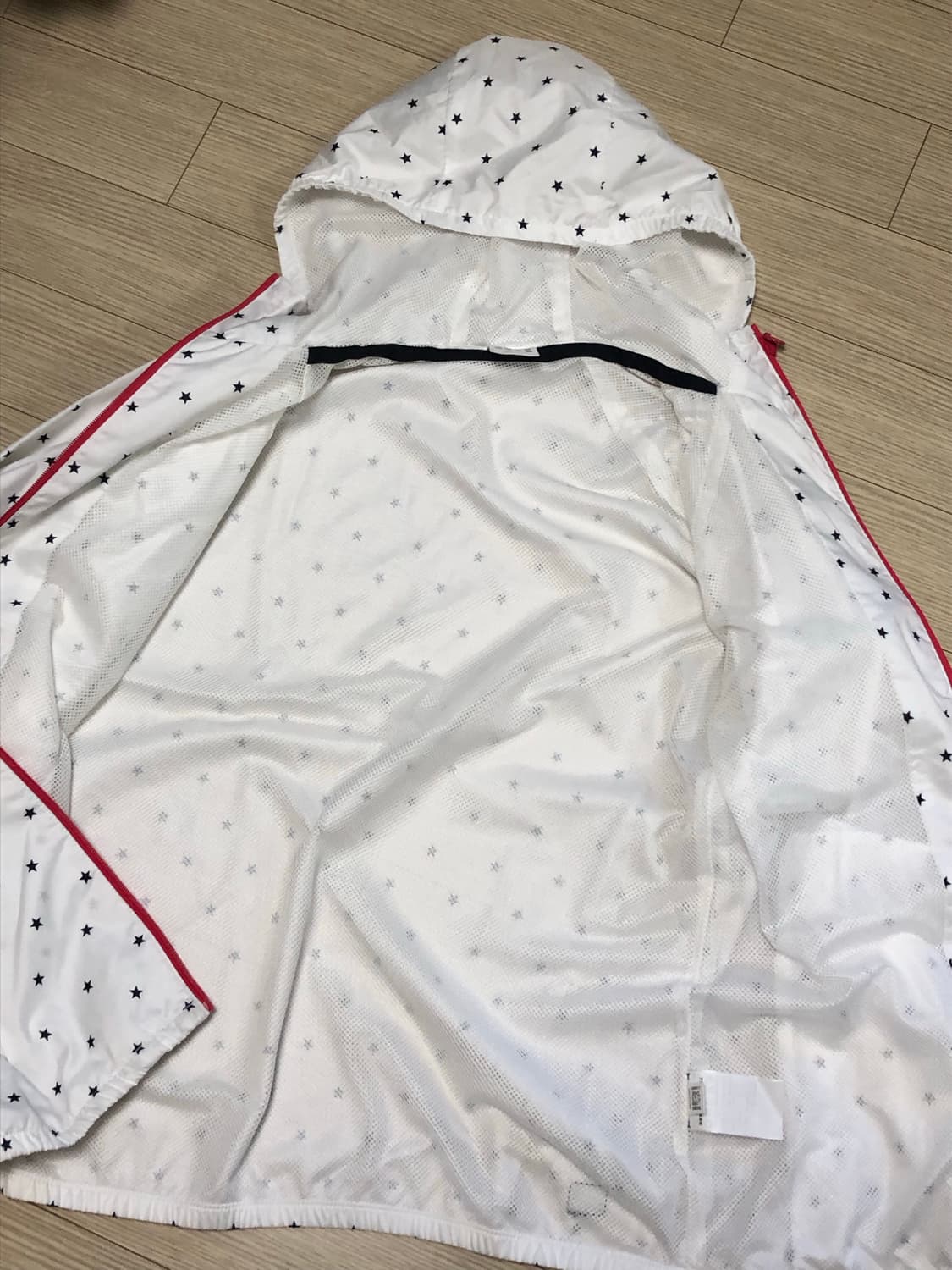 L 흰검 아디다스 별 메쉬 후드집업 바람막이 자켓 상품이미지4