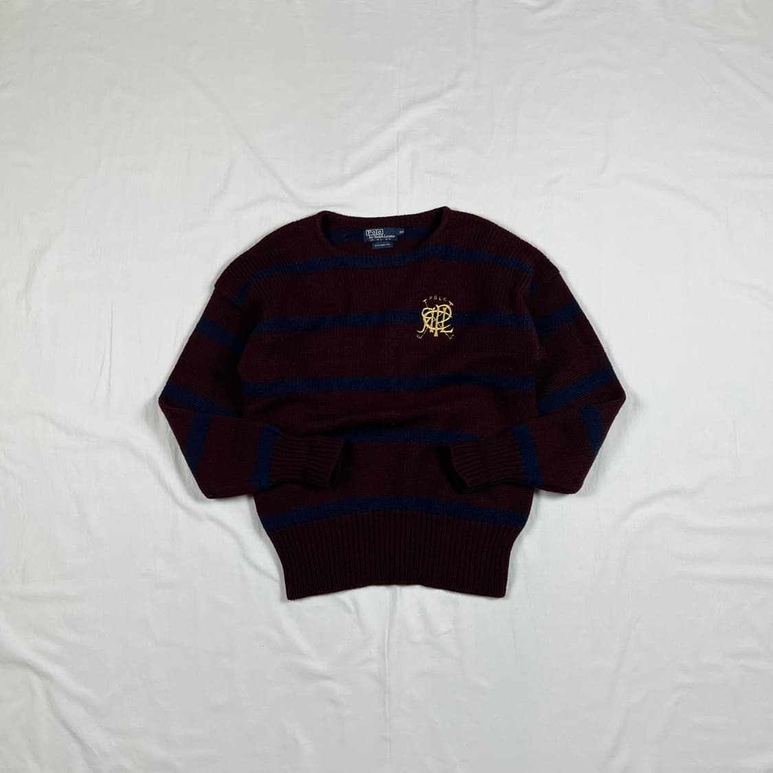 80’s 88년도 폴로랄프로렌 스크리블 로고 스트라이프 니트 상품이미지1