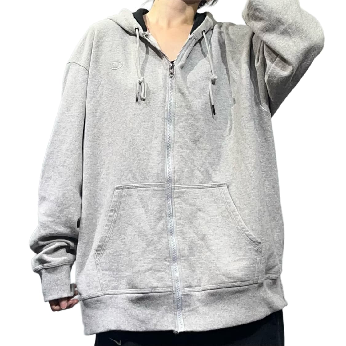 챔피온 그레이 히든 로고 후드집업 상품이미지1