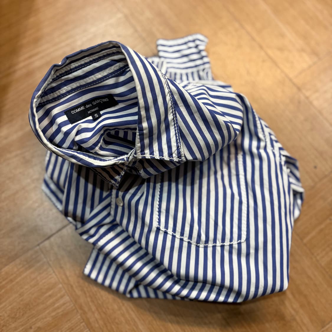 꼼데가르송 옴므 블루 스트라이프 & 화이트 스티치 셔츠 상품이미지1