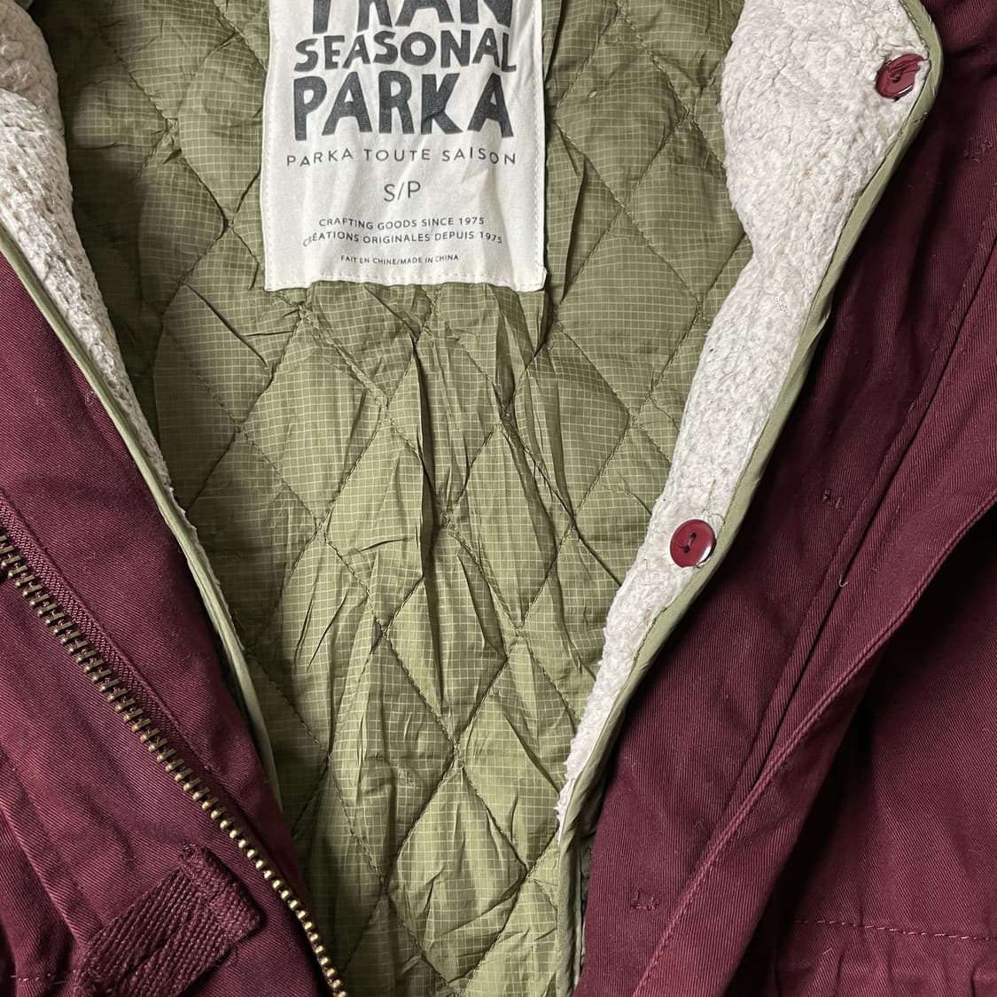 GARAGE 빈티지 와인 퀄팅안감 후드파카 A00336 상품이미지3