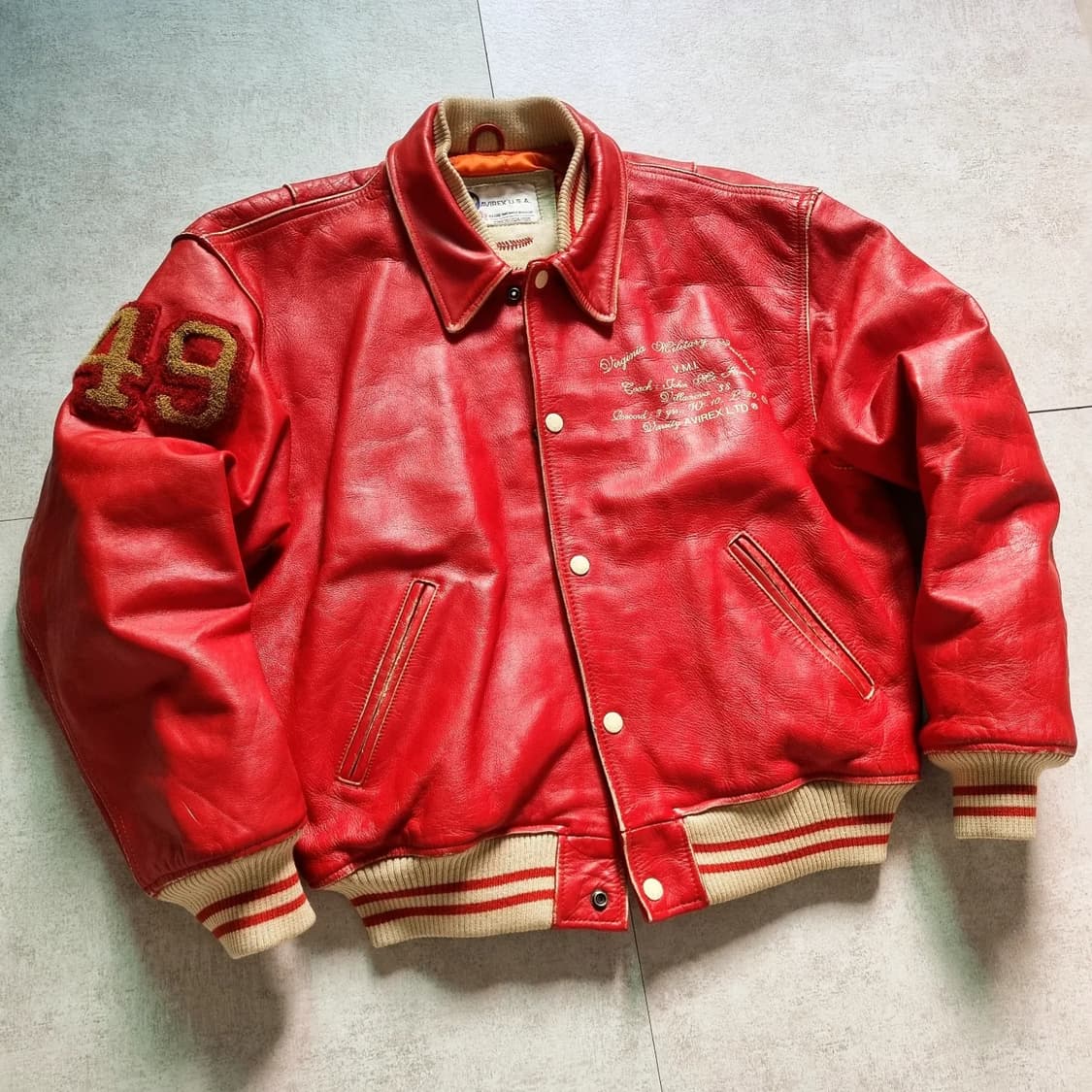 90s 아비렉스 레더 바시티 자켓 S(105) sz 상품이미지2