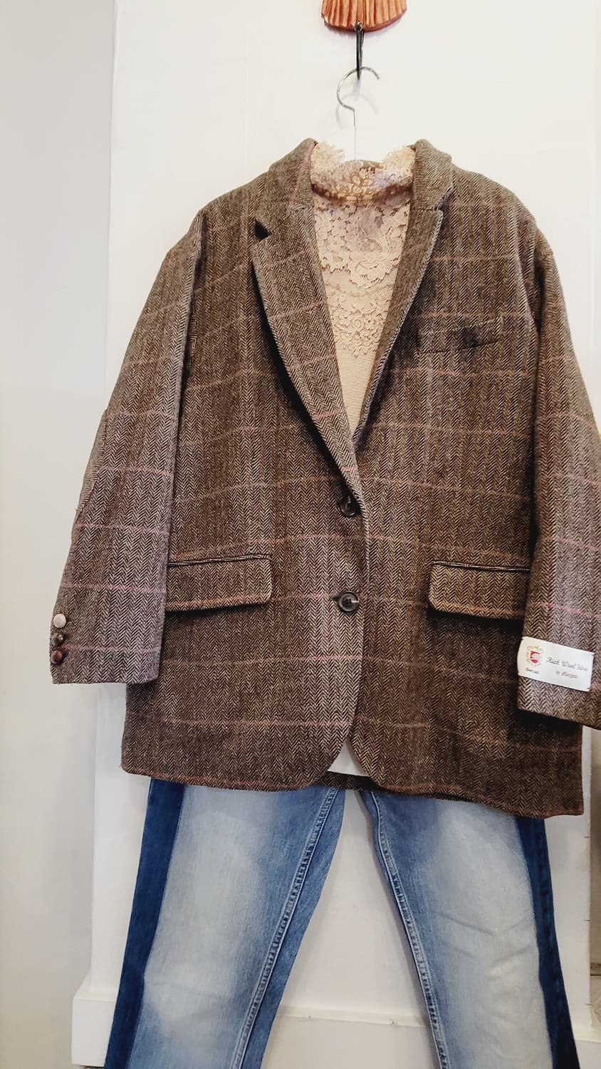 써스데이아일랜드 리치울 체크자켓.더아이잗 레이스니트탑 상품이미지5