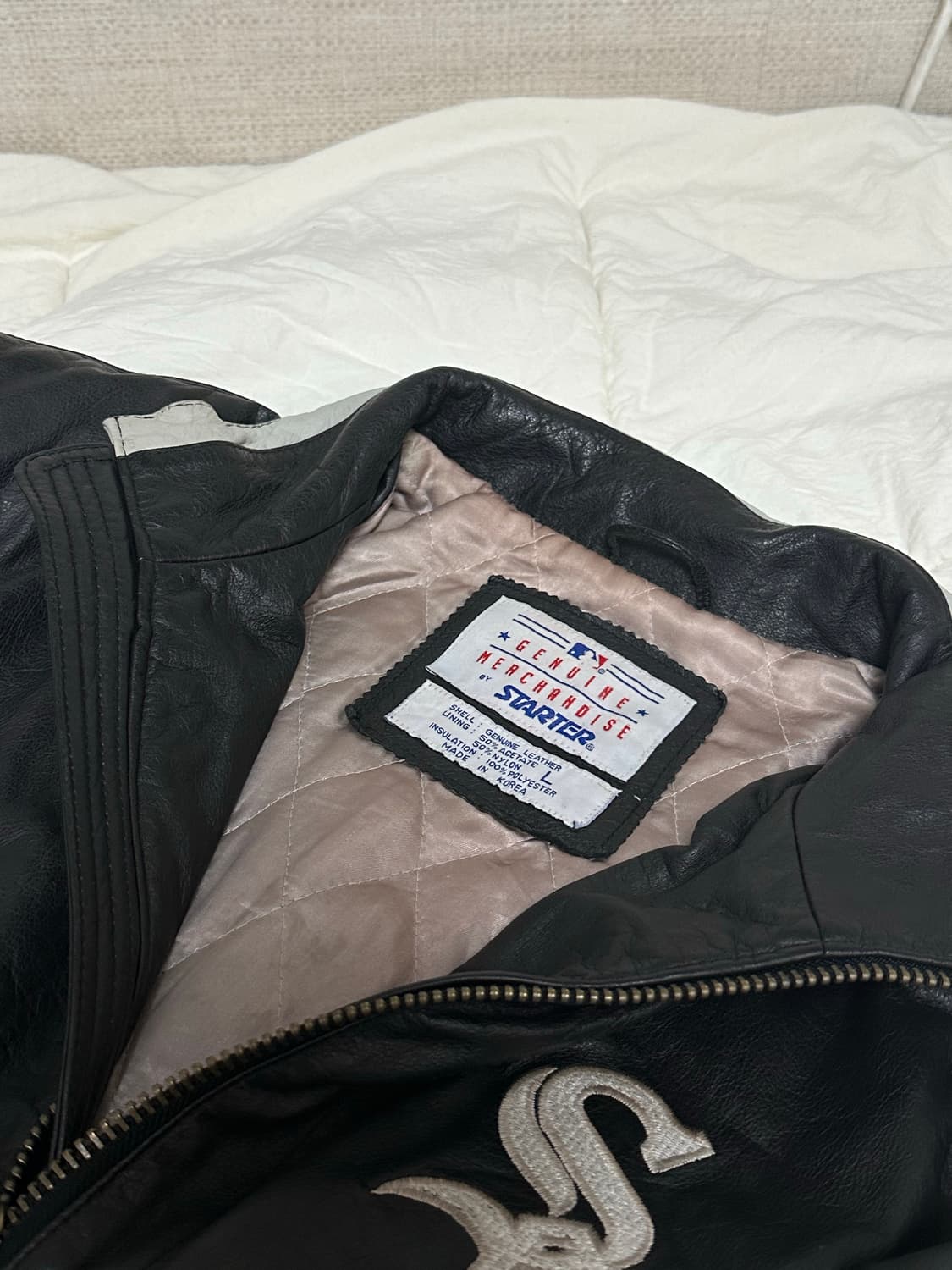 90s 스타터 시카고 화이트 삭스 메이저리그 가죽자켓 점퍼 라지 상품이미지5