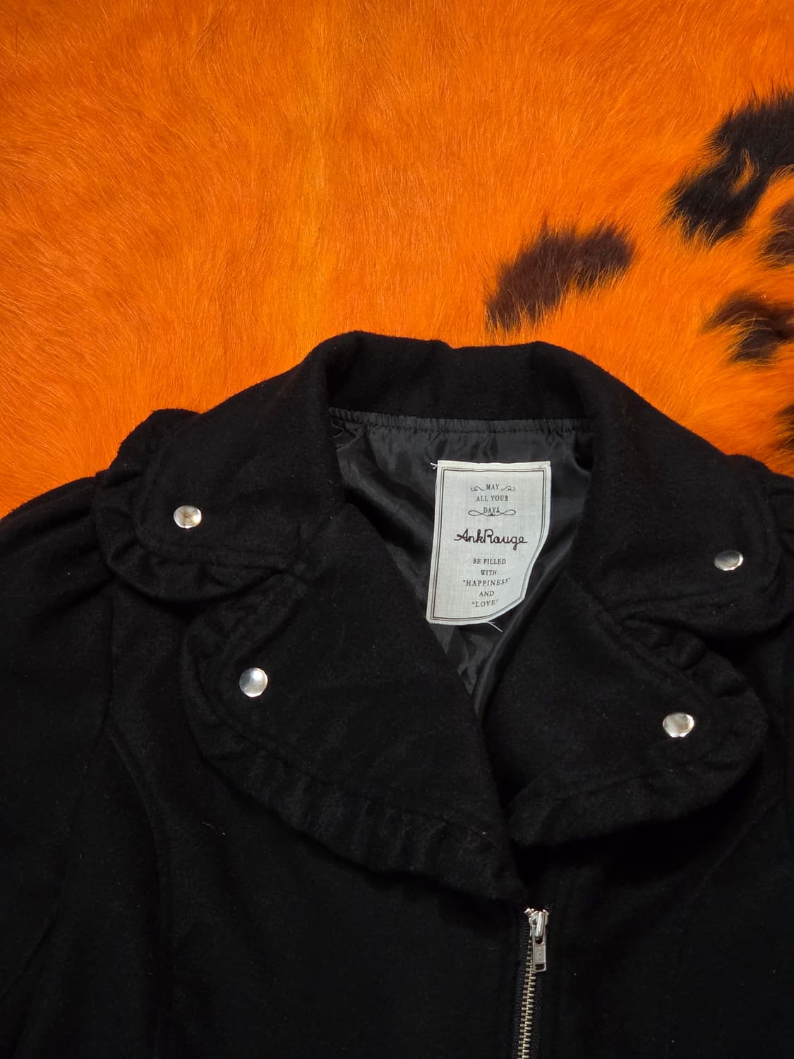 JPN 프릴 블랙 폴리 라이더 자켓 상품이미지2