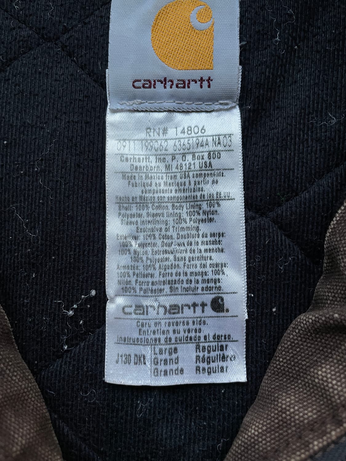 칼하트 j130 DKB 다크 브라운 액티브 자켓 샌드스톤 상품이미지9