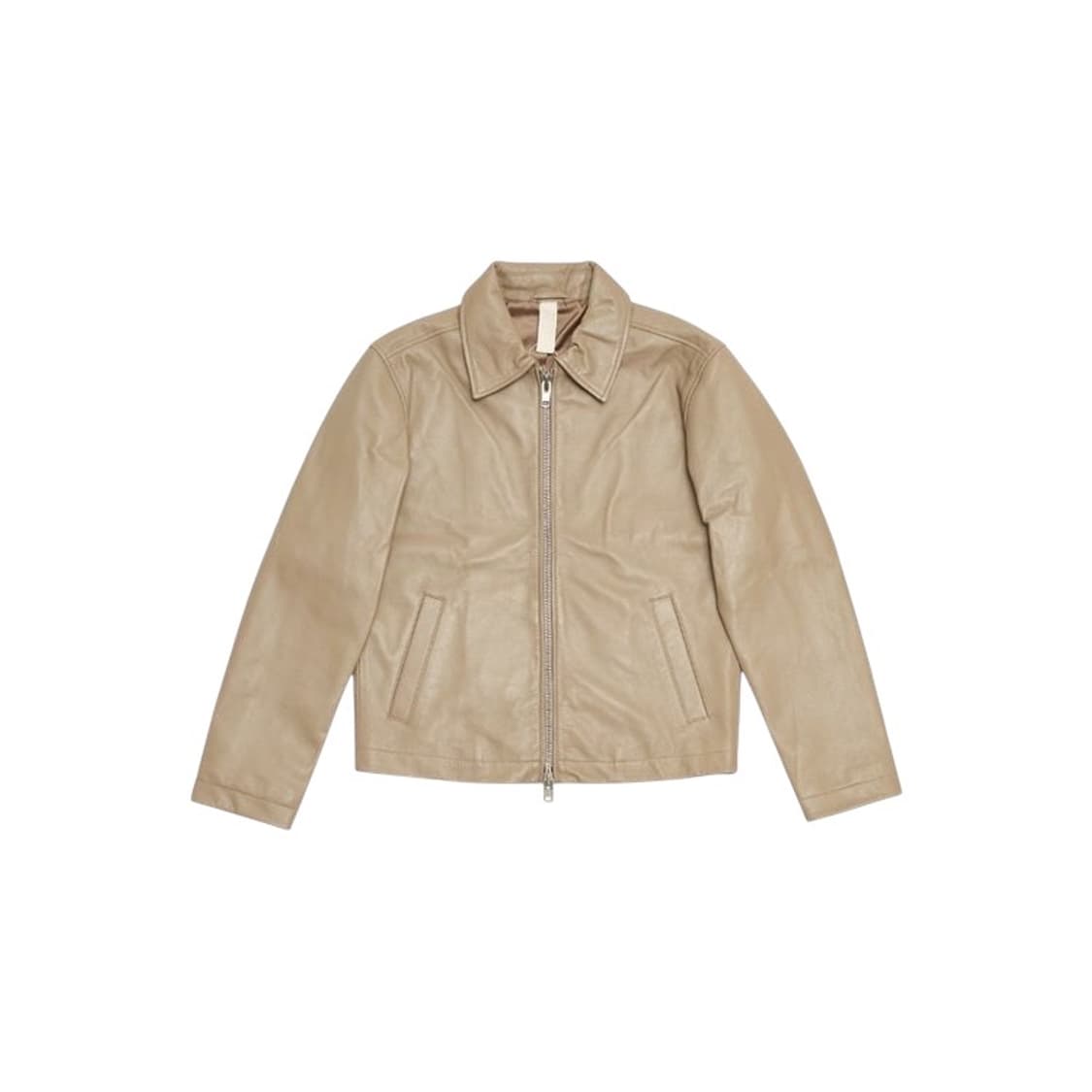 선플라워 쇼트 레더 자켓 카키 상품이미지1