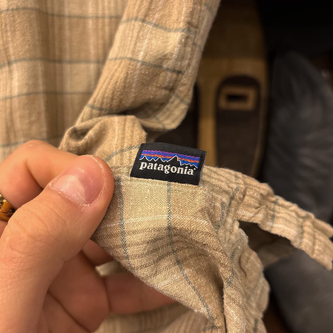 파타고니아 워시드 브라운 멀티 체크 라이트코튼 워크셔츠 N1025 상품이미지5