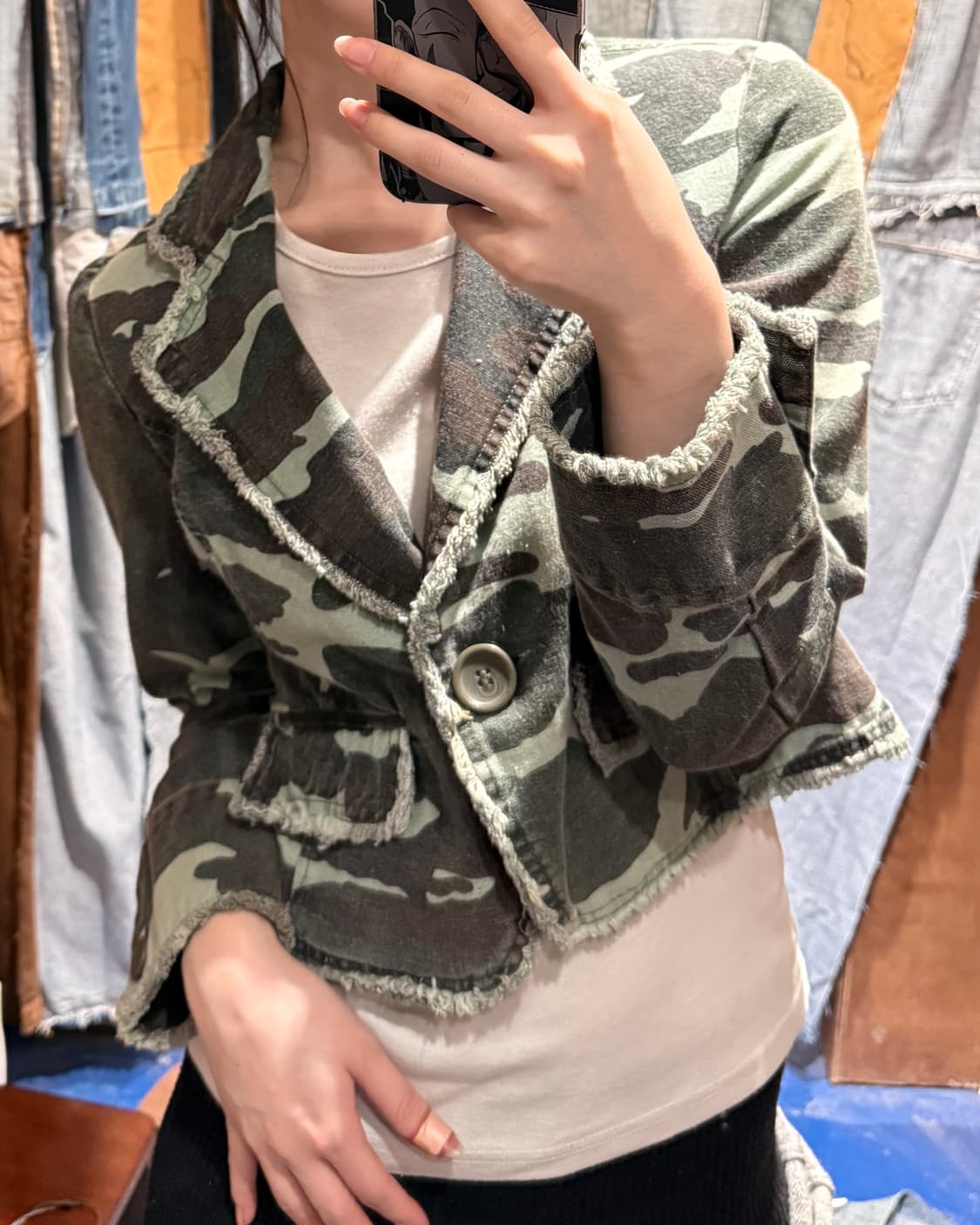 Jpn vtg 밀리터리 카모 크롭 자켓 상품이미지1