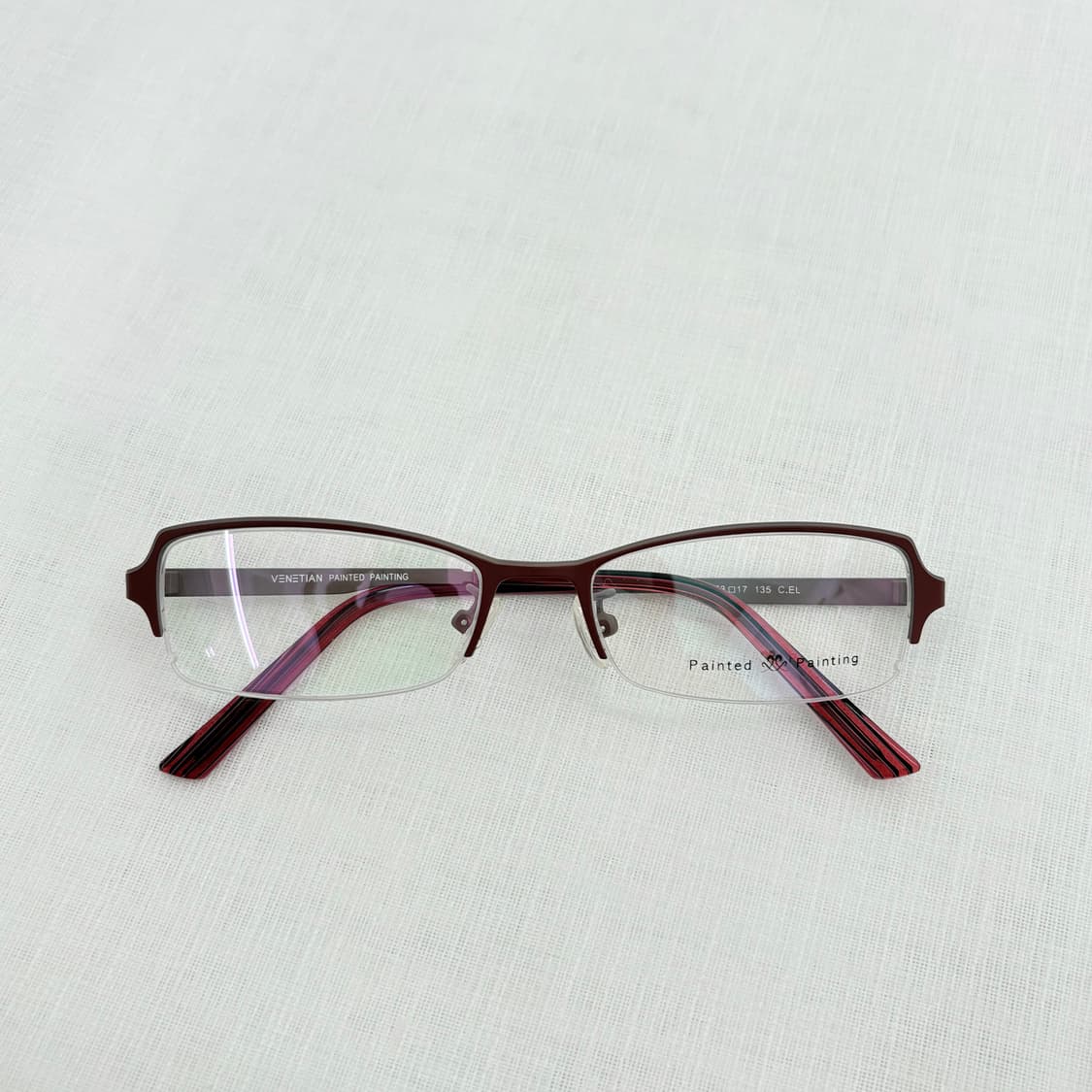 VENETIAN 무광 레드 반무테 빈티지안경 상품이미지4