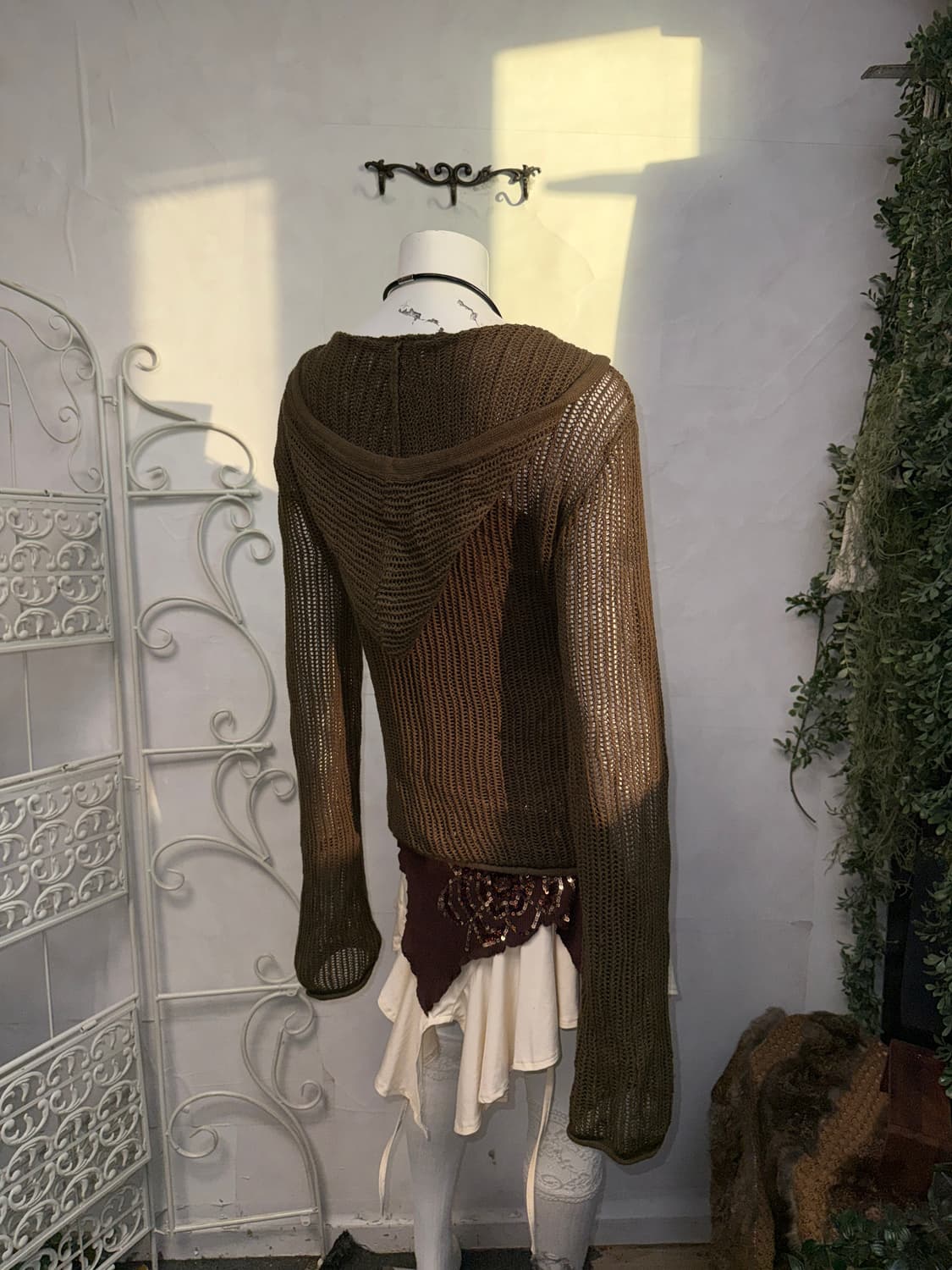 Khaki brown y2k pocket loose net hood jk 상품이미지3
