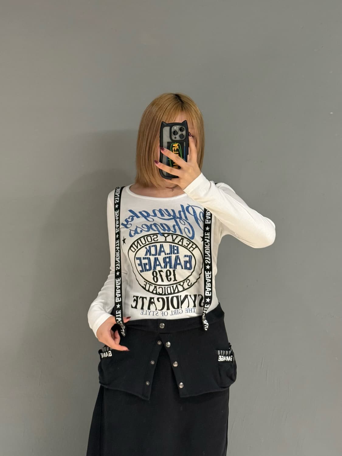 overalls detail lettering long sleeve 상품이미지1