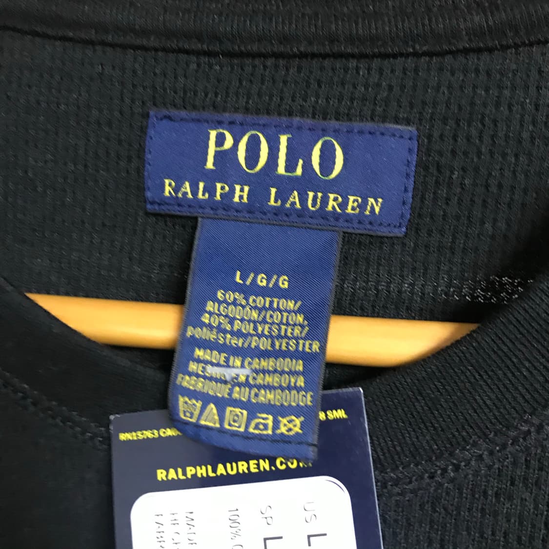 폴로 택체상품 검정 와플 쭉티셔츠 상품이미지3