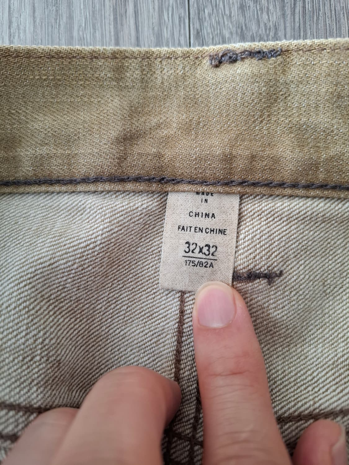 32×32 더블알엘 파이브포켓 셀비지 스트레이트핏 베이지 데님 빈티지 상품이미지3