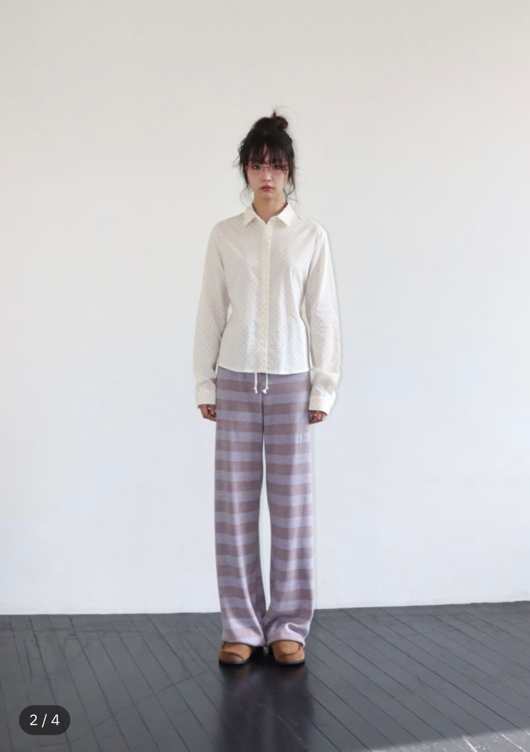 온스카 STRIPE KNIT PANTS (PURPLE) 상품이미지1