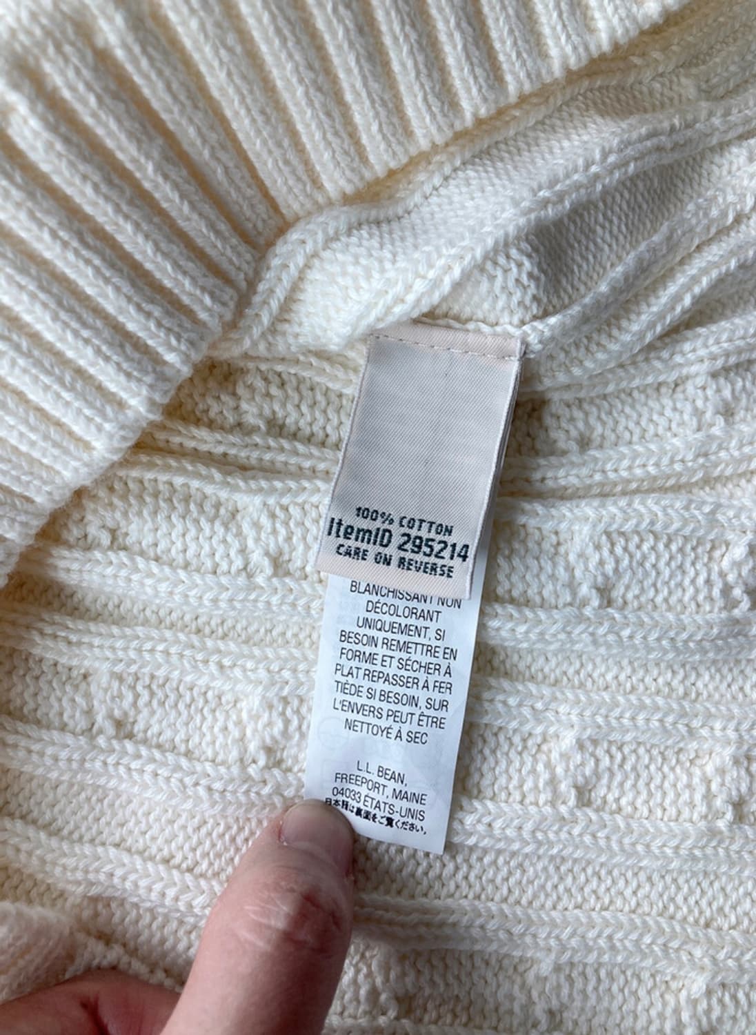 L.L.BEAN ivory cotton knit 상품이미지5