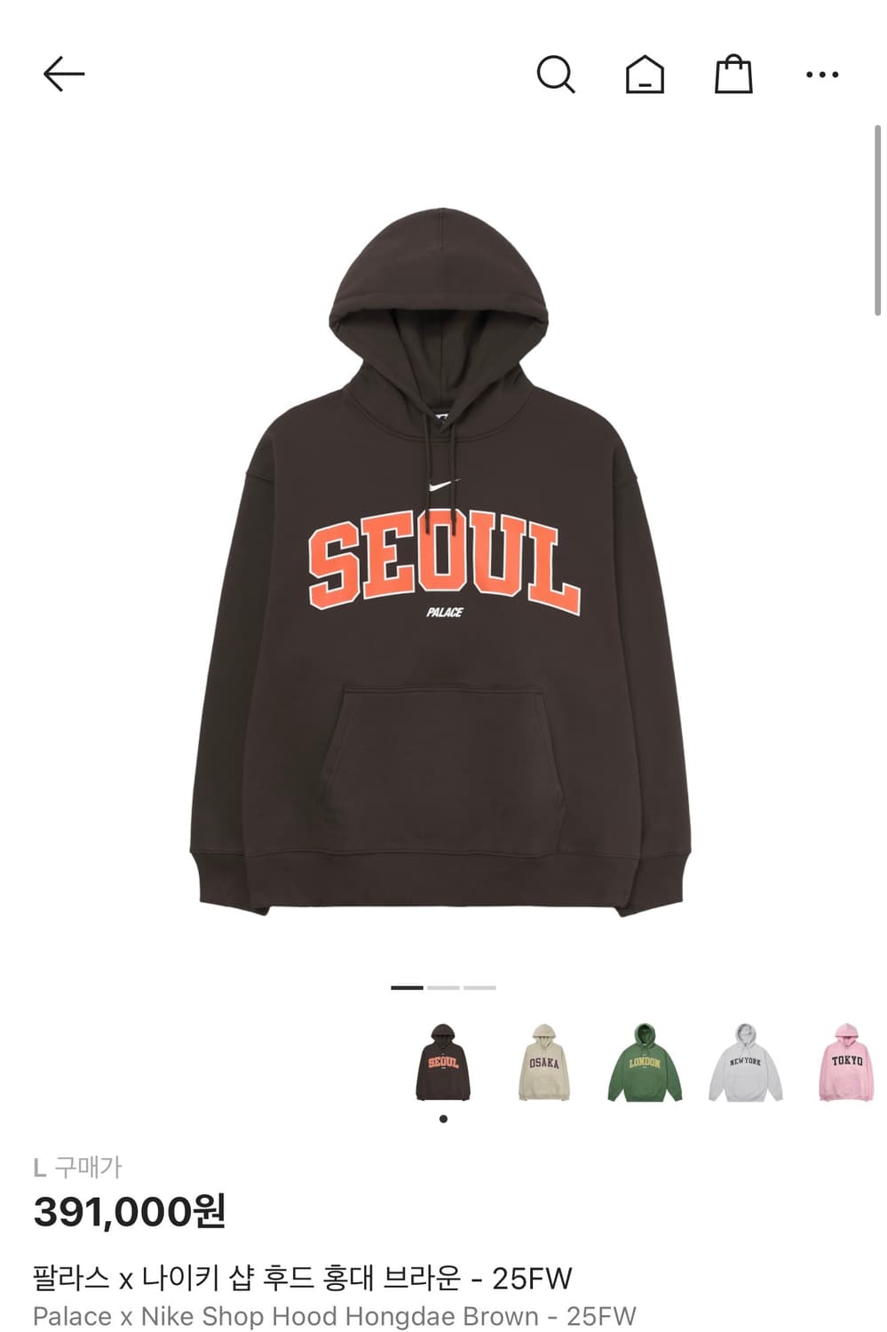 [L]팔라스 x 나이키 샵 후드 홍대 브라운 - 25FW 팔라스 후드 상품이미지1