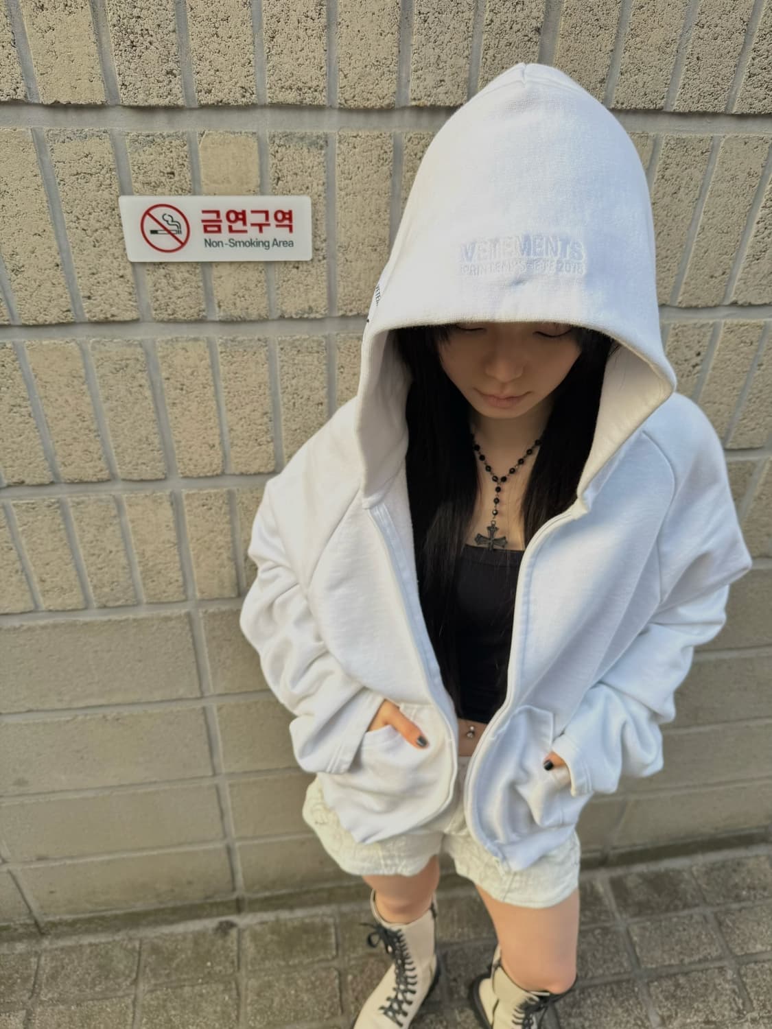 베트멍 18S/S 컬렉션 올 화이트 라벨 후드집업 상품이미지8