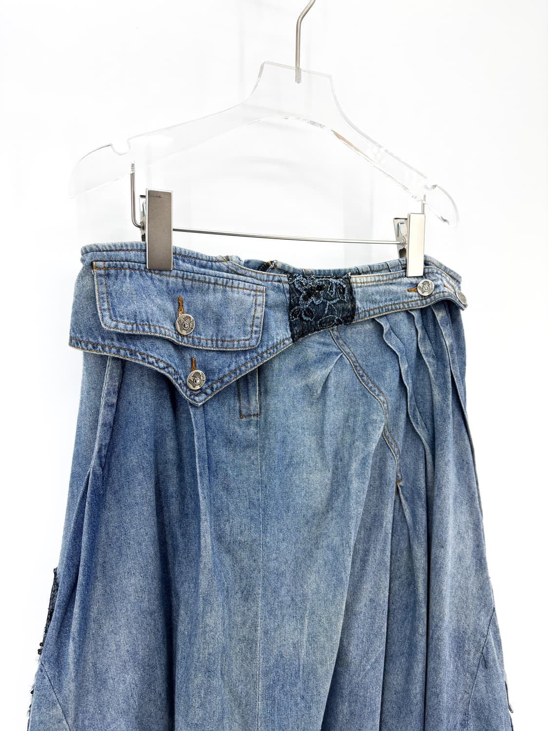 빈티지 패치워크 데님 레이어드 스커트 상품이미지4