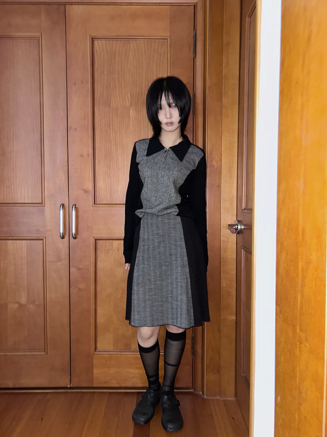 Contrast Line Knit Shirt 상품이미지2