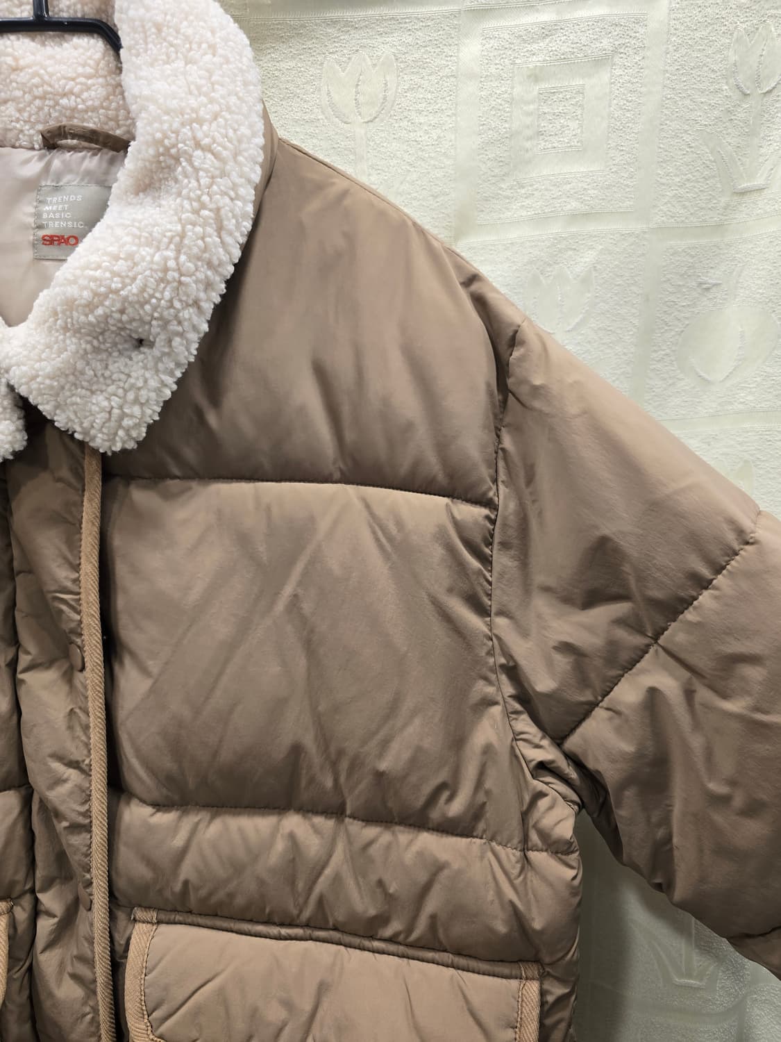 스파오 브라운 양털 카라 패딩 L(100) 상품이미지3