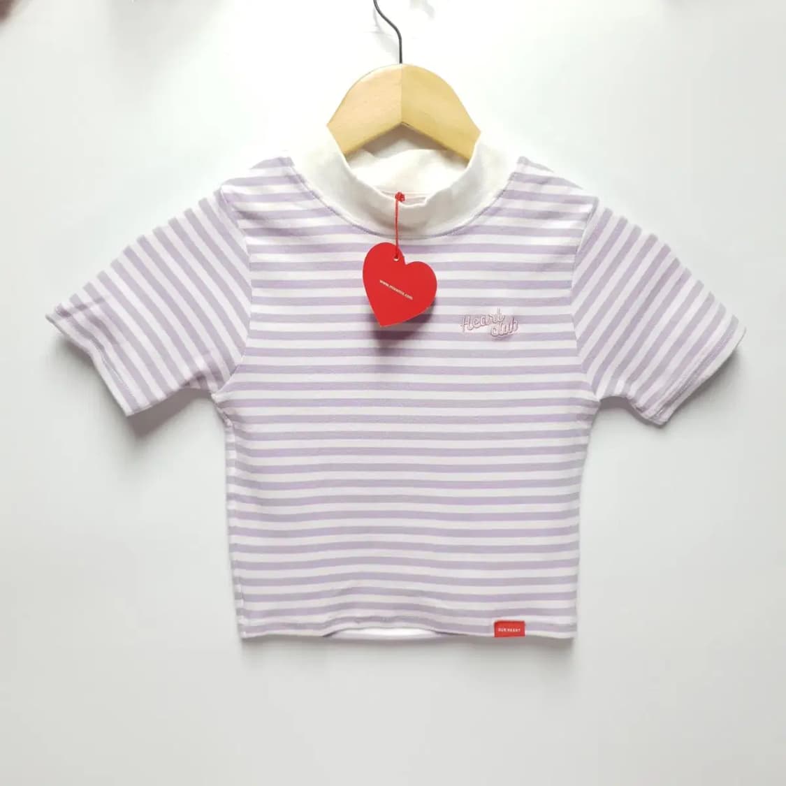 하트클럽 스트라이프 반팔 크롭티 _H104 상품이미지1