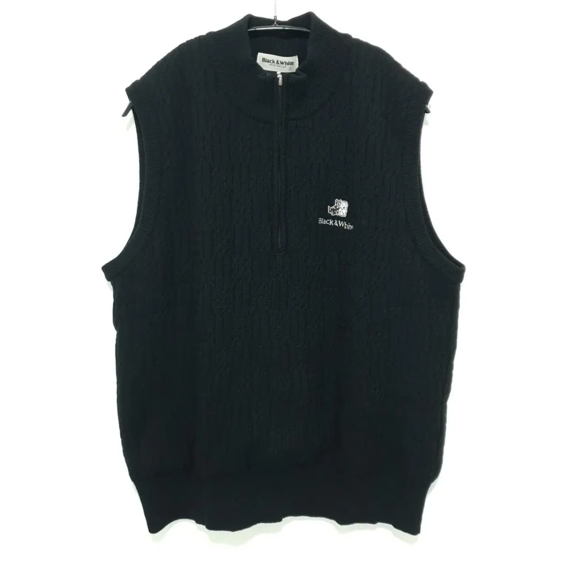 블랙 앤 화이트 반집업 울 니트 조끼 110_i797 상품이미지1