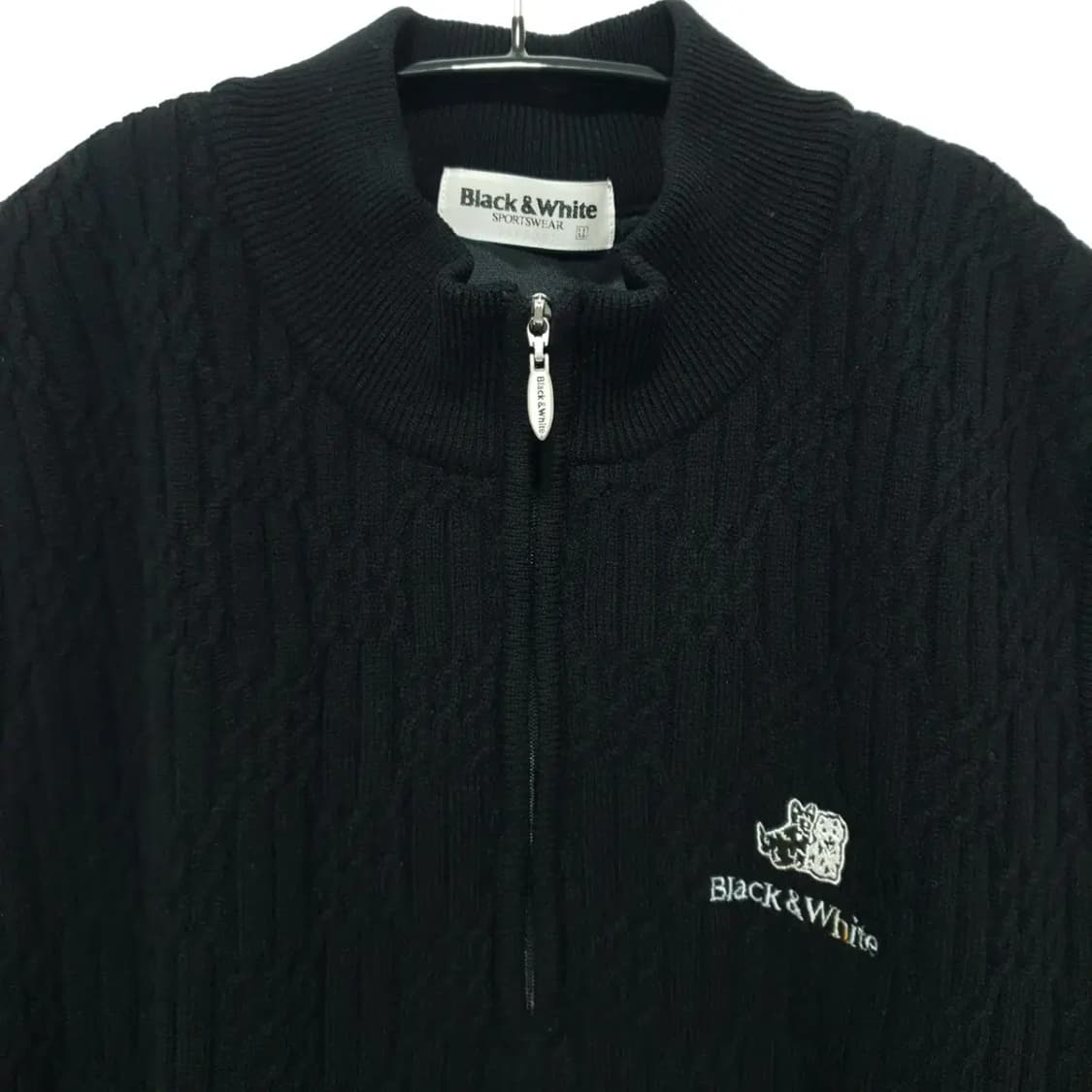 블랙 앤 화이트 반집업 울 니트 조끼 110_i797 상품이미지3