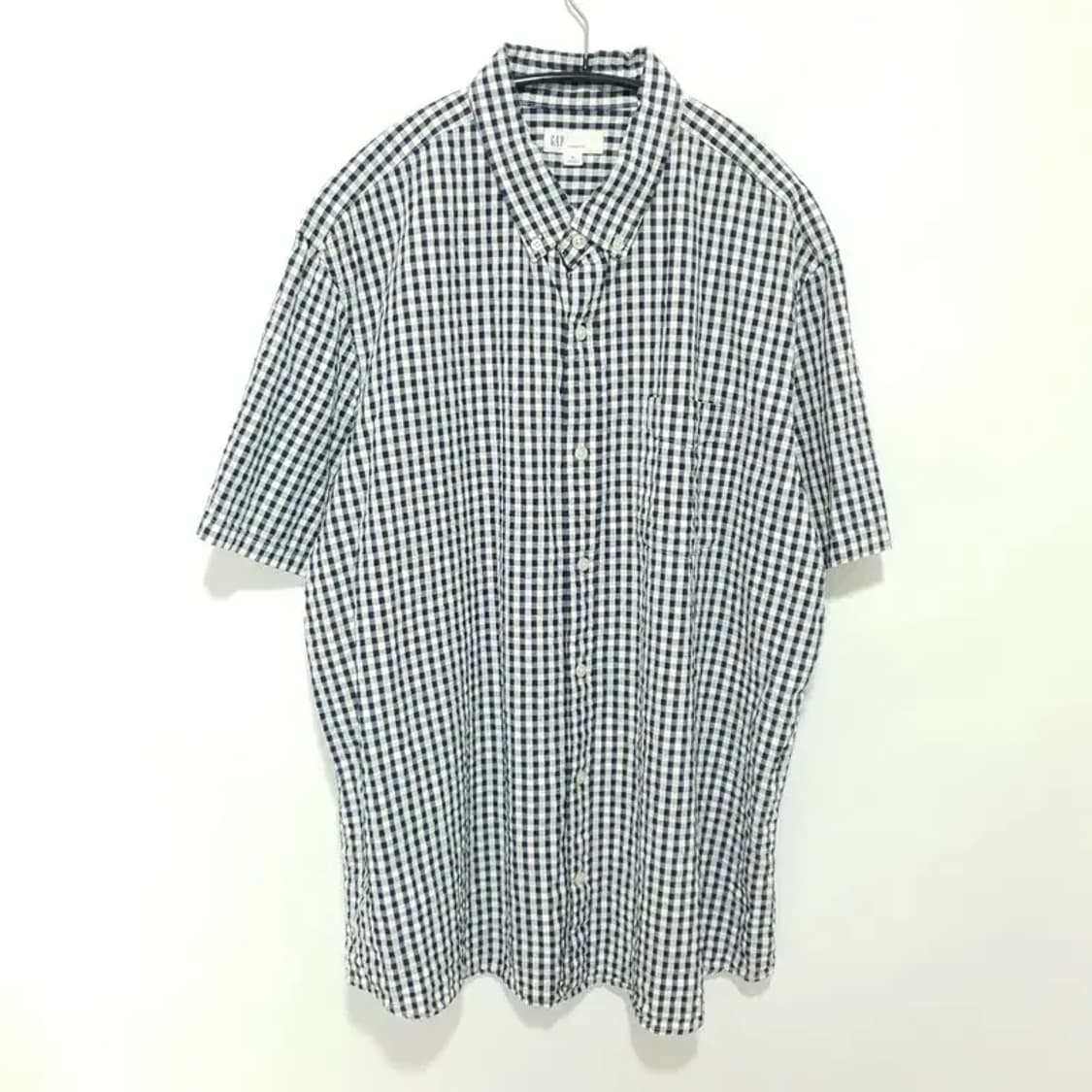 GAP 시어서커 체크 반팔 셔츠 XL 네이비_S0165 상품이미지1