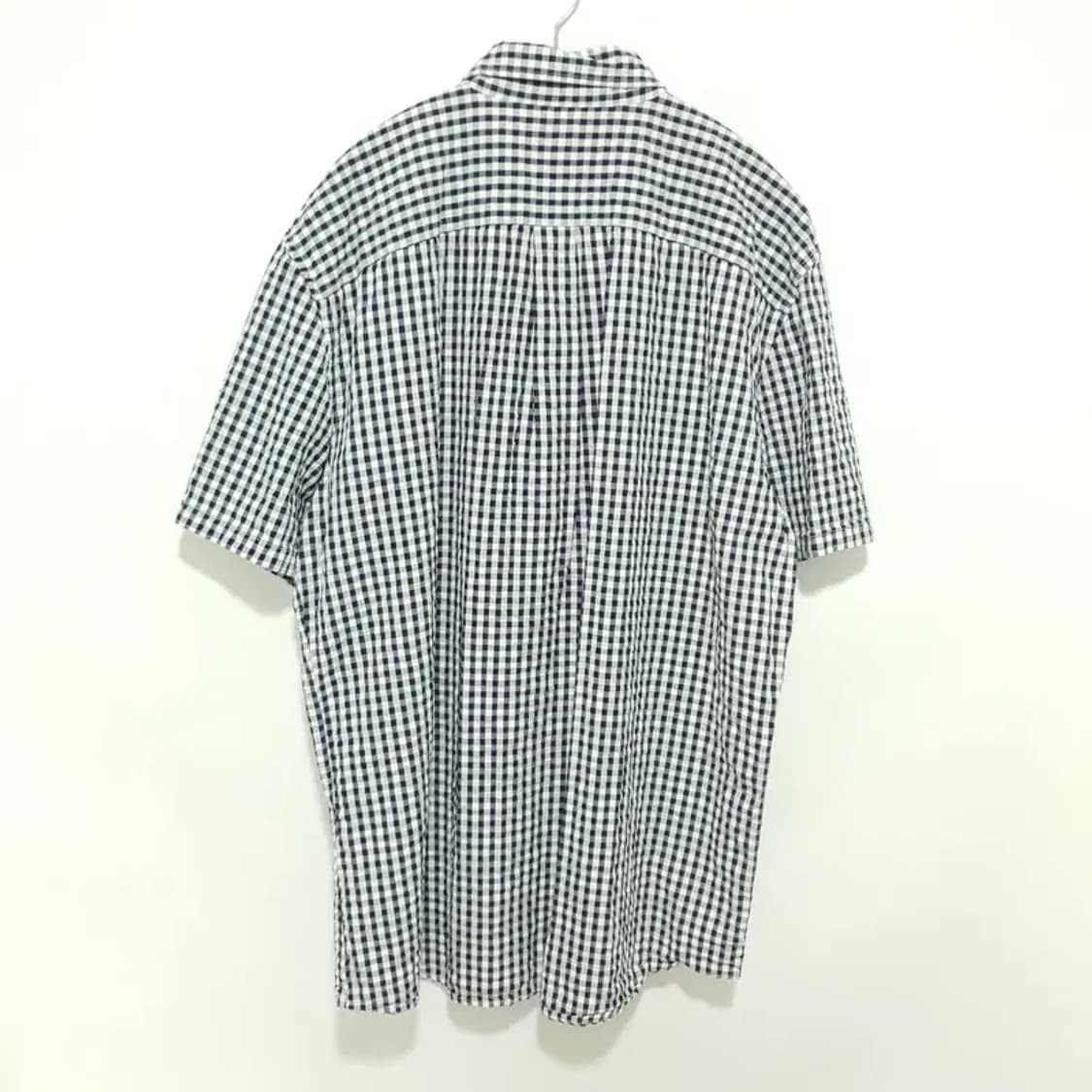 GAP 시어서커 체크 반팔 셔츠 XL 네이비_S0165 상품이미지4