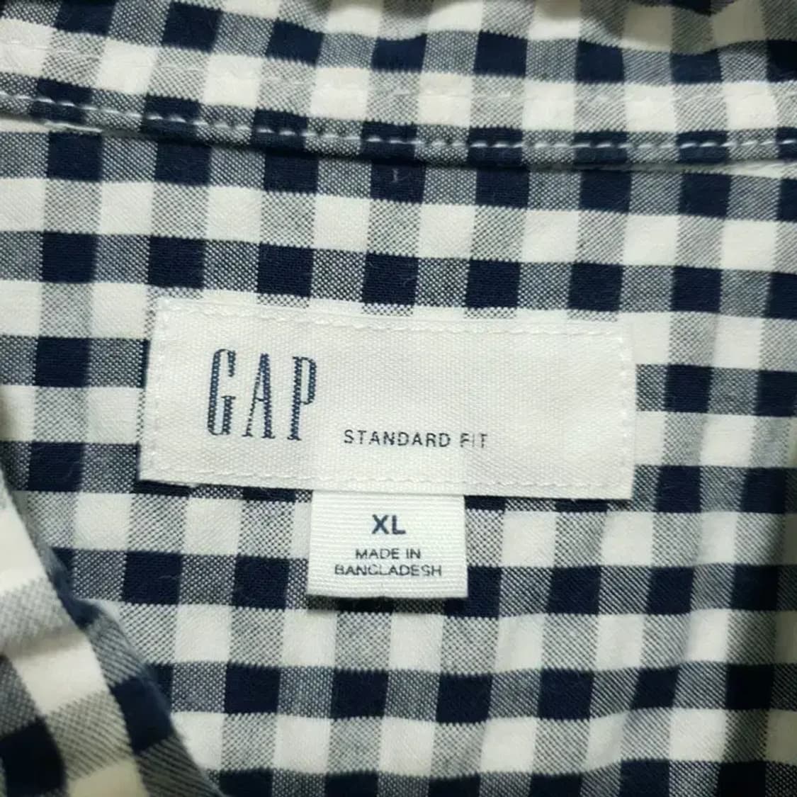 GAP 시어서커 체크 반팔 셔츠 XL 네이비_S0165 상품이미지5