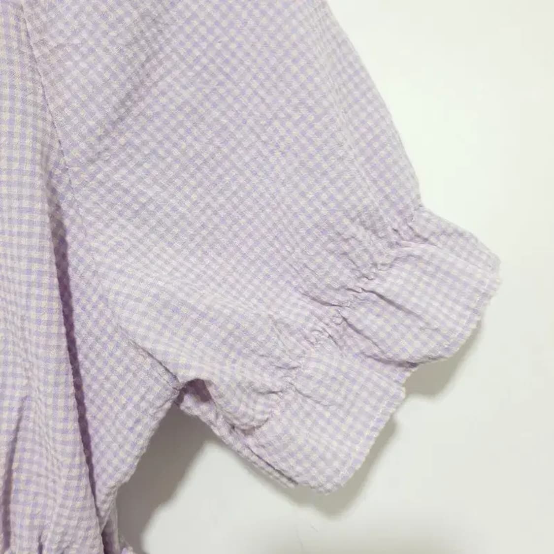 체크 노카라 블라우스 F_S0400 상품이미지3