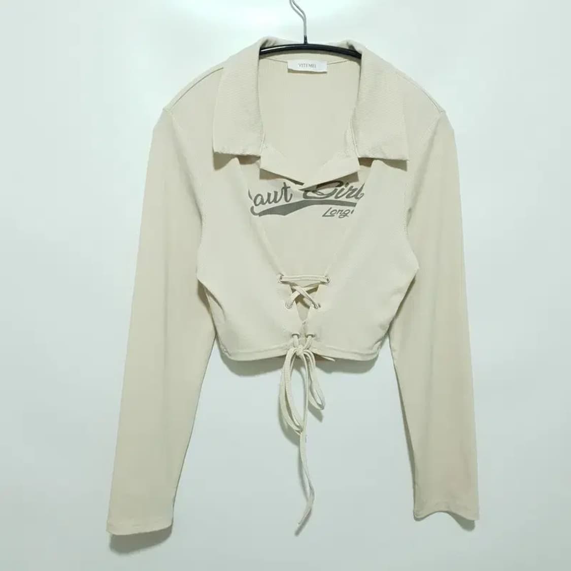 오픈카라 코르셋 크롭 티 XL_M0572 상품이미지1