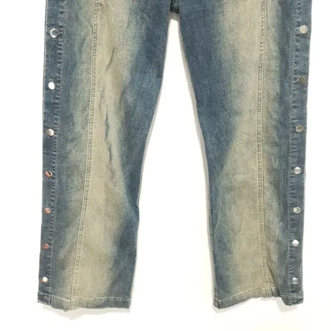 사이드 버튼 밴딩 배색 워싱 데님 팬츠 L_M0653 상품이미지3