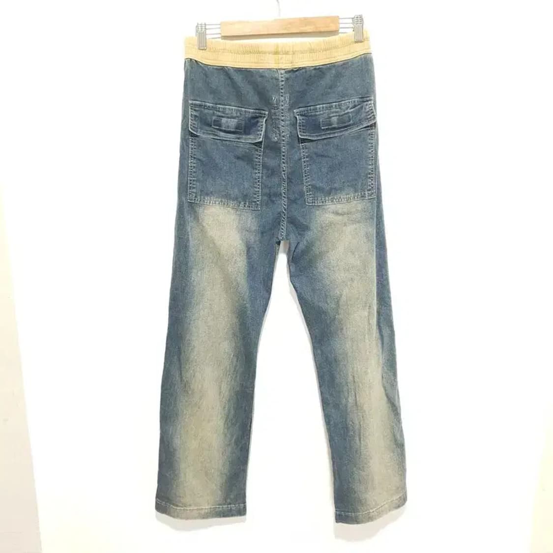 사이드 버튼 밴딩 배색 워싱 데님 팬츠 L_M0653 상품이미지4