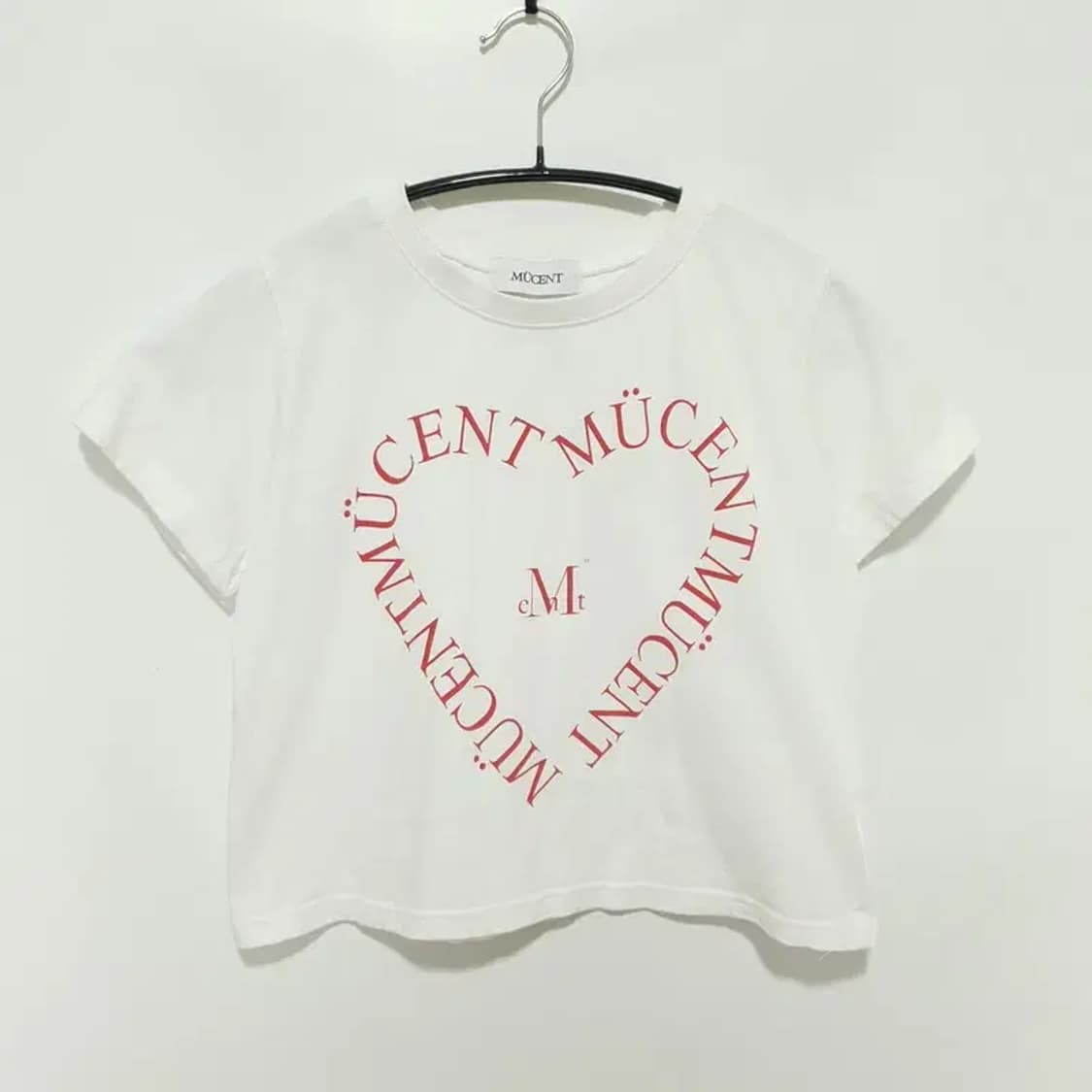 MUCENT 무센트 하트레터링 크롭 반팔 F_S1032 상품이미지1