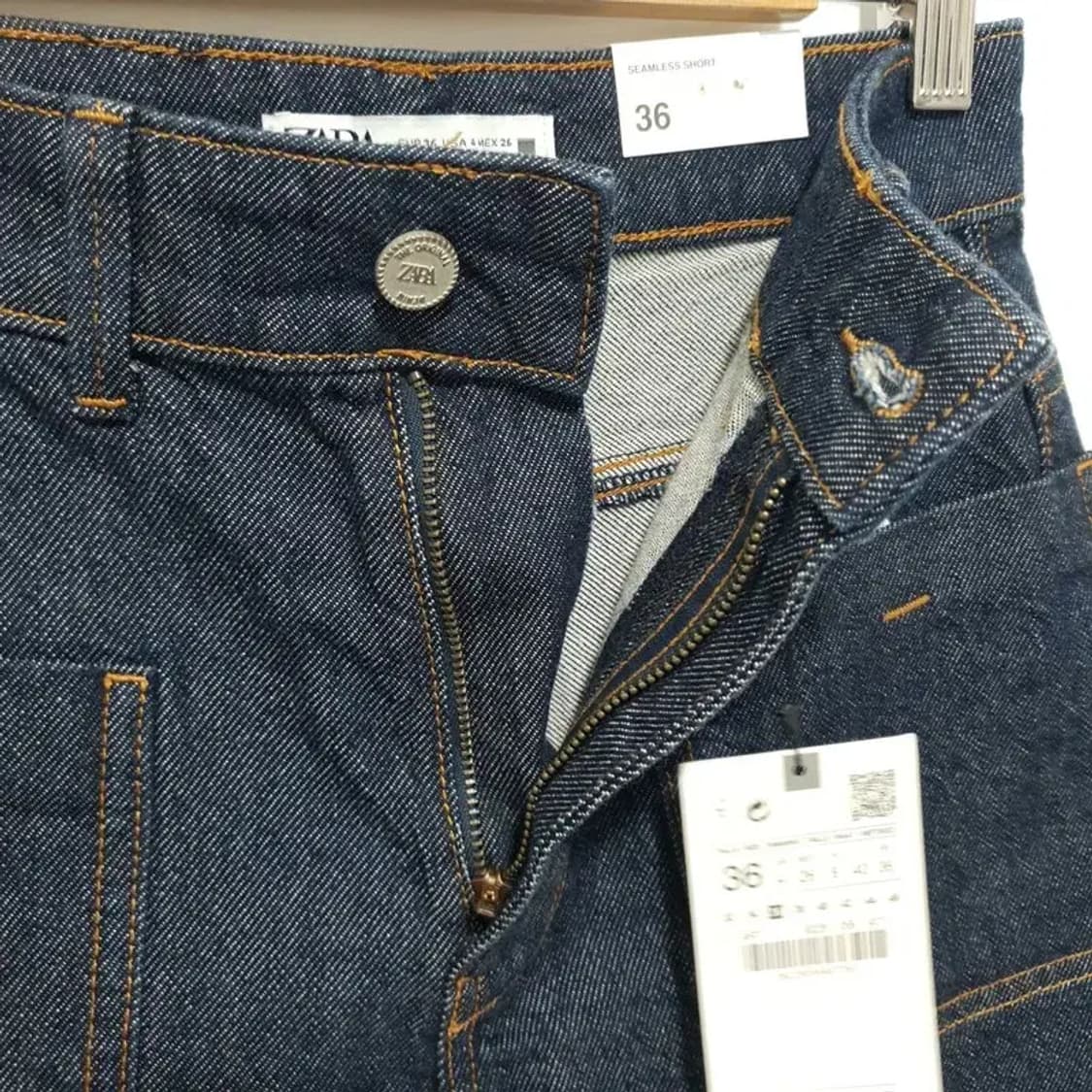 자라 슈퍼 하이라이즈 데님 숏 팬츠 EUR 36_S1059 상품이미지6