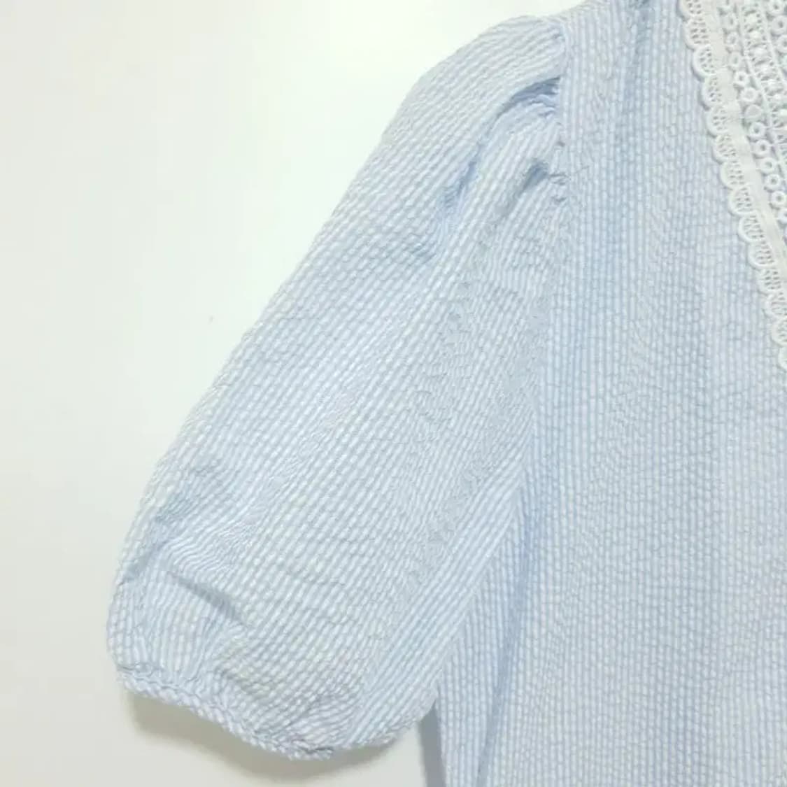 스트라이프 시어서커 퍼프 소매 원피스 F_S1094 상품이미지4