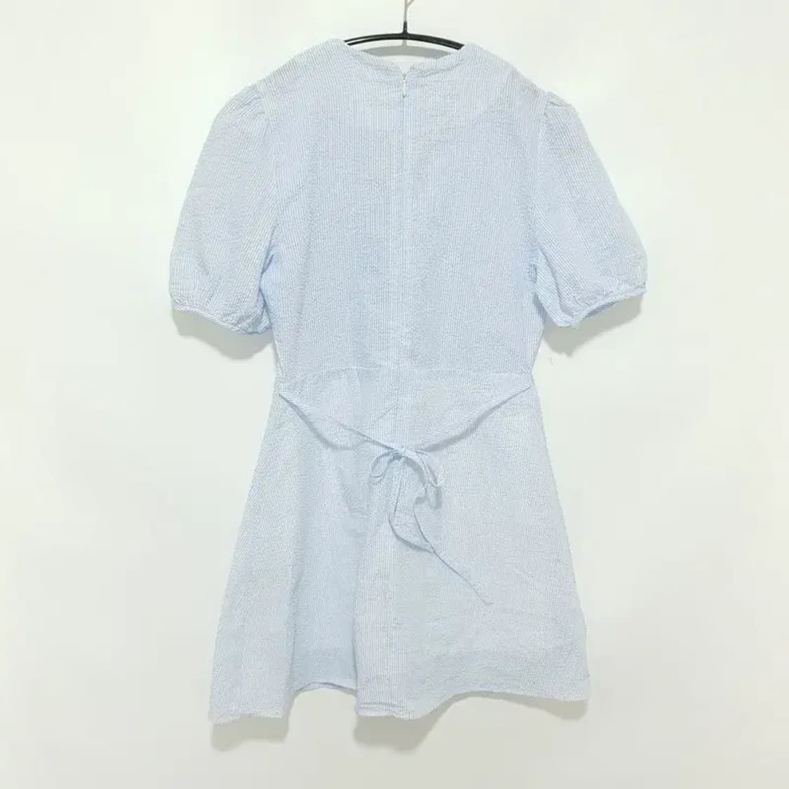 스트라이프 시어서커 퍼프 소매 원피스 F_S1094 상품이미지6