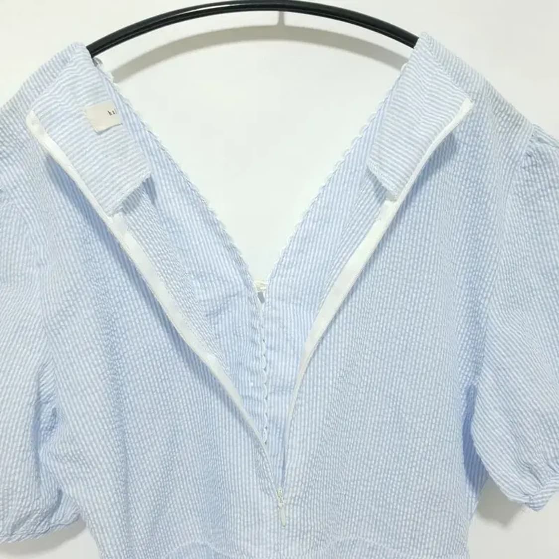 스트라이프 시어서커 퍼프 소매 원피스 F_S1094 상품이미지7