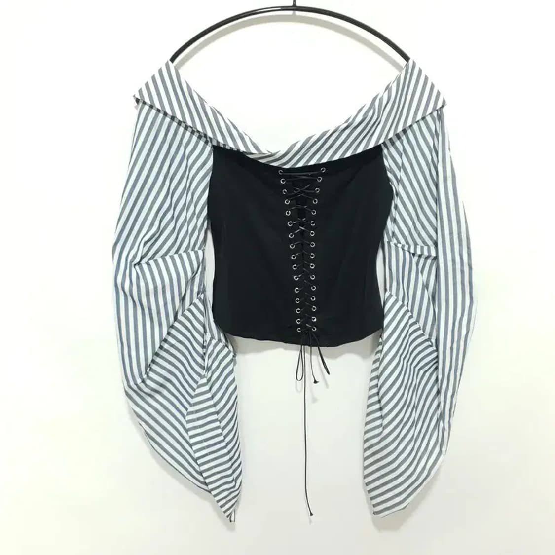 오프숄더 코르셋 블라우스 F_M1125 상품이미지1