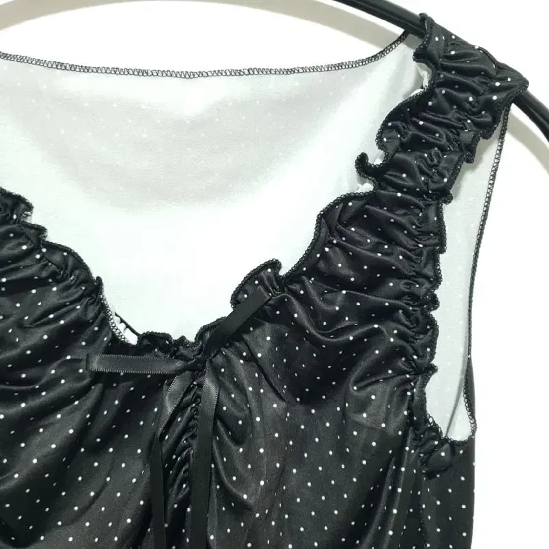 새틴 도트 민소매 블라우스 M_S1124 상품이미지2