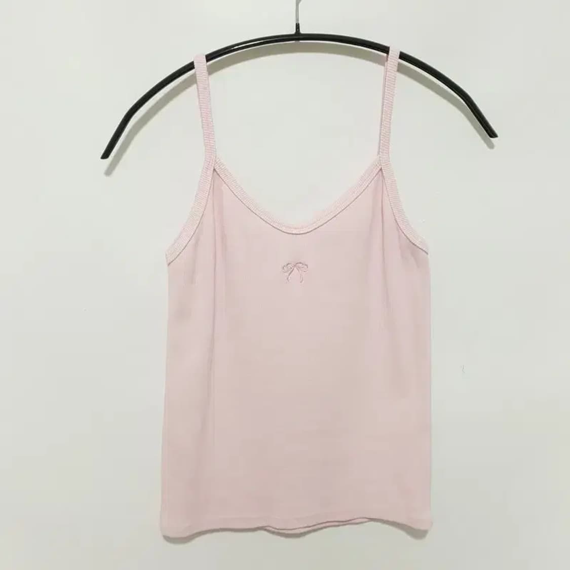 프영띵 리본자수 골지 끈나시 F_S1138 상품이미지1