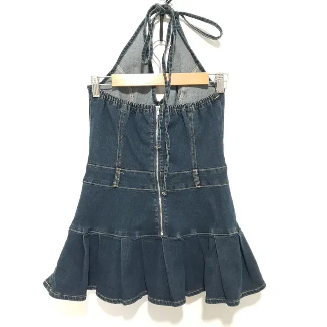 홀터넥 데님 플리츠 원피스 L_S1156 상품이미지4