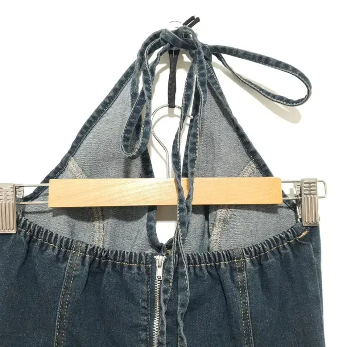 홀터넥 데님 플리츠 원피스 L_S1156 상품이미지5