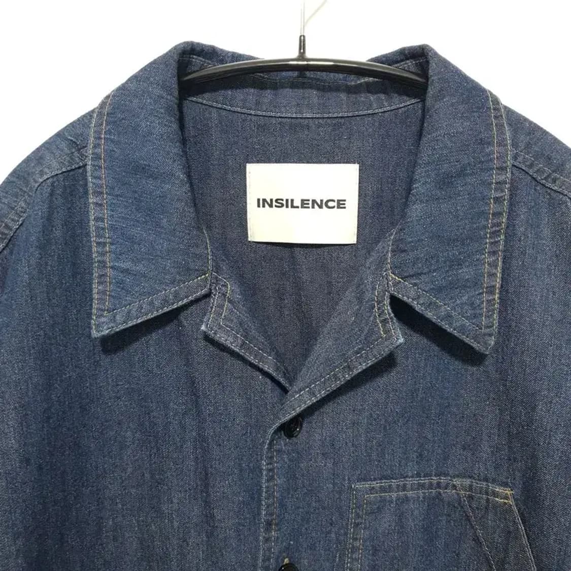 인사일런스 컷오프 린넨 데님 반팔 셔츠 M_S1162 상품이미지2