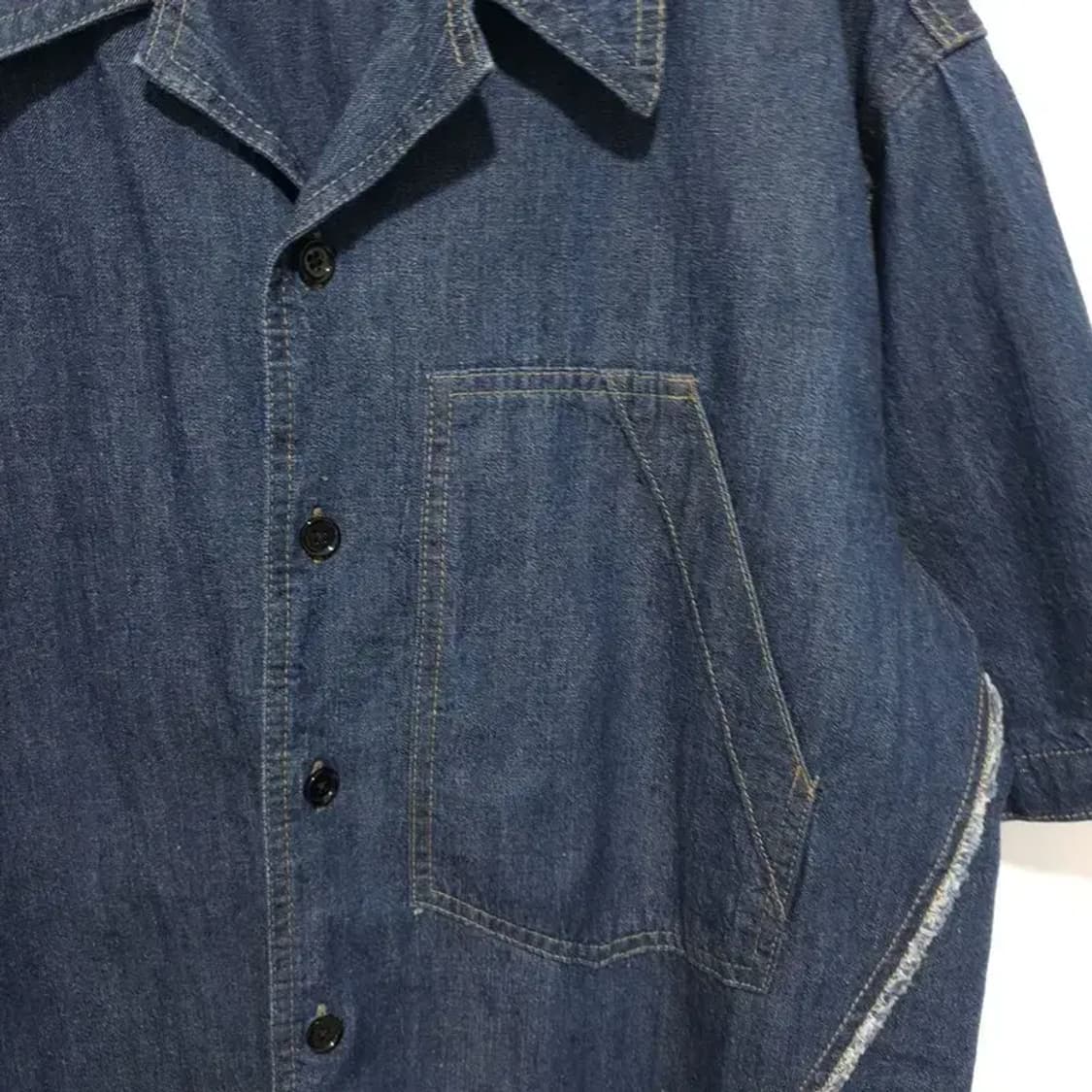 인사일런스 컷오프 린넨 데님 반팔 셔츠 M_S1162 상품이미지3