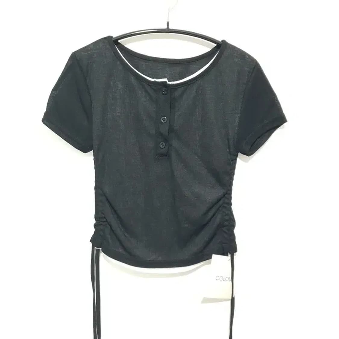 레이어드 셔링 크롭 반팔 M_S1214 상품이미지1